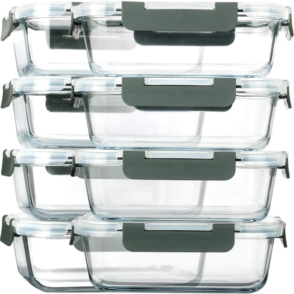 MCIRCO Glass Meal Prep Containers, 8 Packs of 30 Oz Airtight Glass Lunch Containers with Lids - Bpa-Free, Microwave, Oven, Freezer & Dishwasher Safe