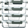 MCIRCO Glass Meal Prep Containers, 8 Packs of 30 Oz Airtight Glass Lunch Containers with Lids - Bpa-Free, Microwave, Oven, Freezer & Dishwasher Safe
