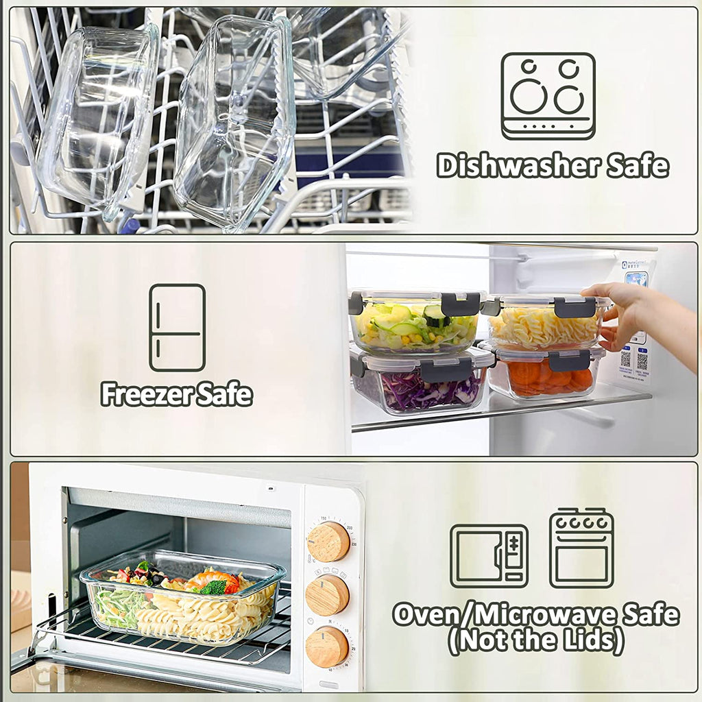 MCIRCO Glass Meal Prep Containers, 8 Packs of 30 Oz Airtight Glass Lunch Containers with Lids - Bpa-Free, Microwave, Oven, Freezer & Dishwasher Safe