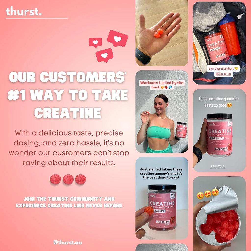 Creatine Monohydrate Gummies for Men & Women, 5G Creatine per Serving | Enhanced Muscle Growth, Strength, Focus and Recovery, Low Calorie, Sugar Free, No Artificial Colours - Strawberry Burst Flavour 120 Gummies