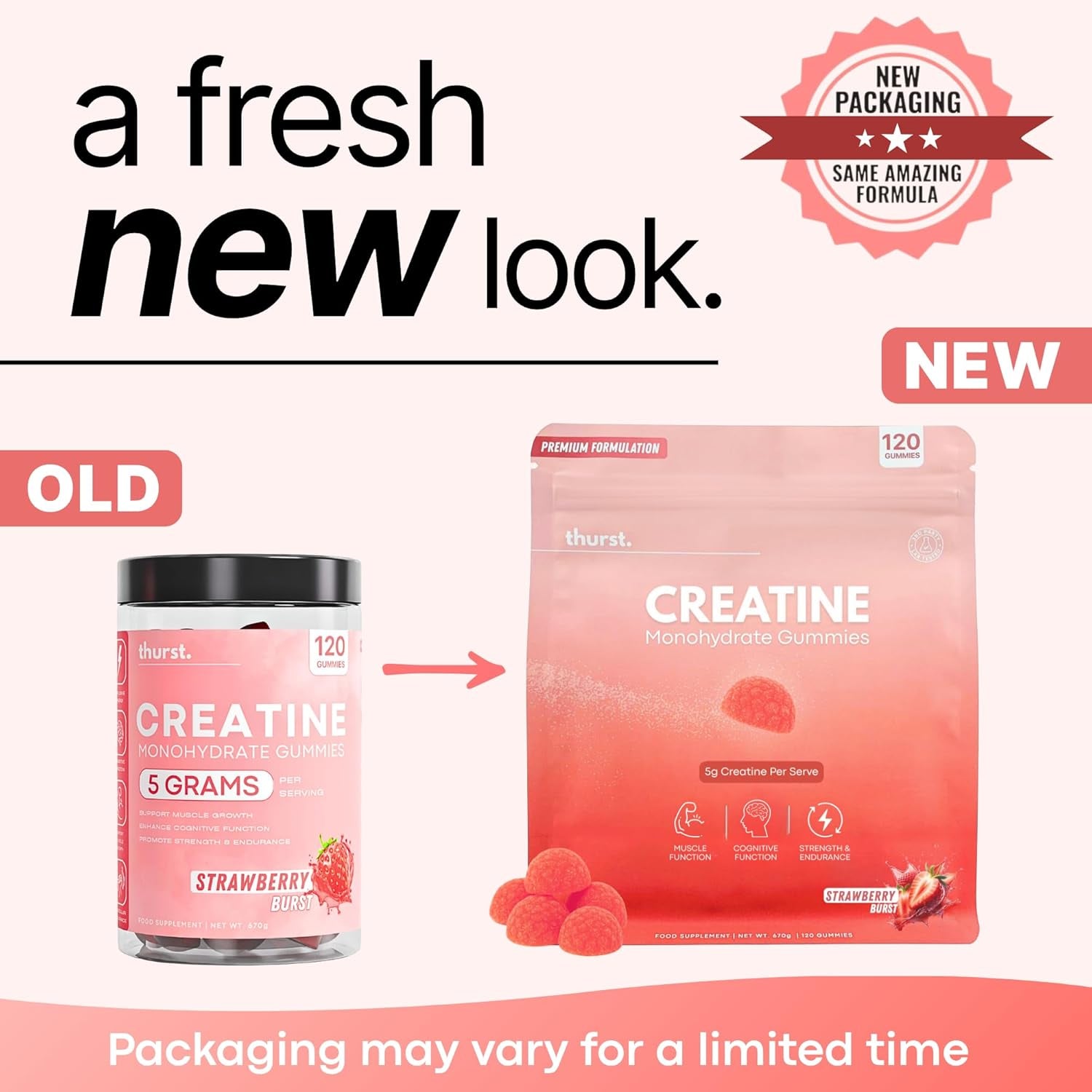 Creatine Monohydrate Gummies for Men & Women, 5G Creatine per Serving | Enhanced Muscle Growth, Strength, Focus and Recovery, Low Calorie, Sugar Free, No Artificial Colours - Strawberry Burst Flavour 120 Gummies