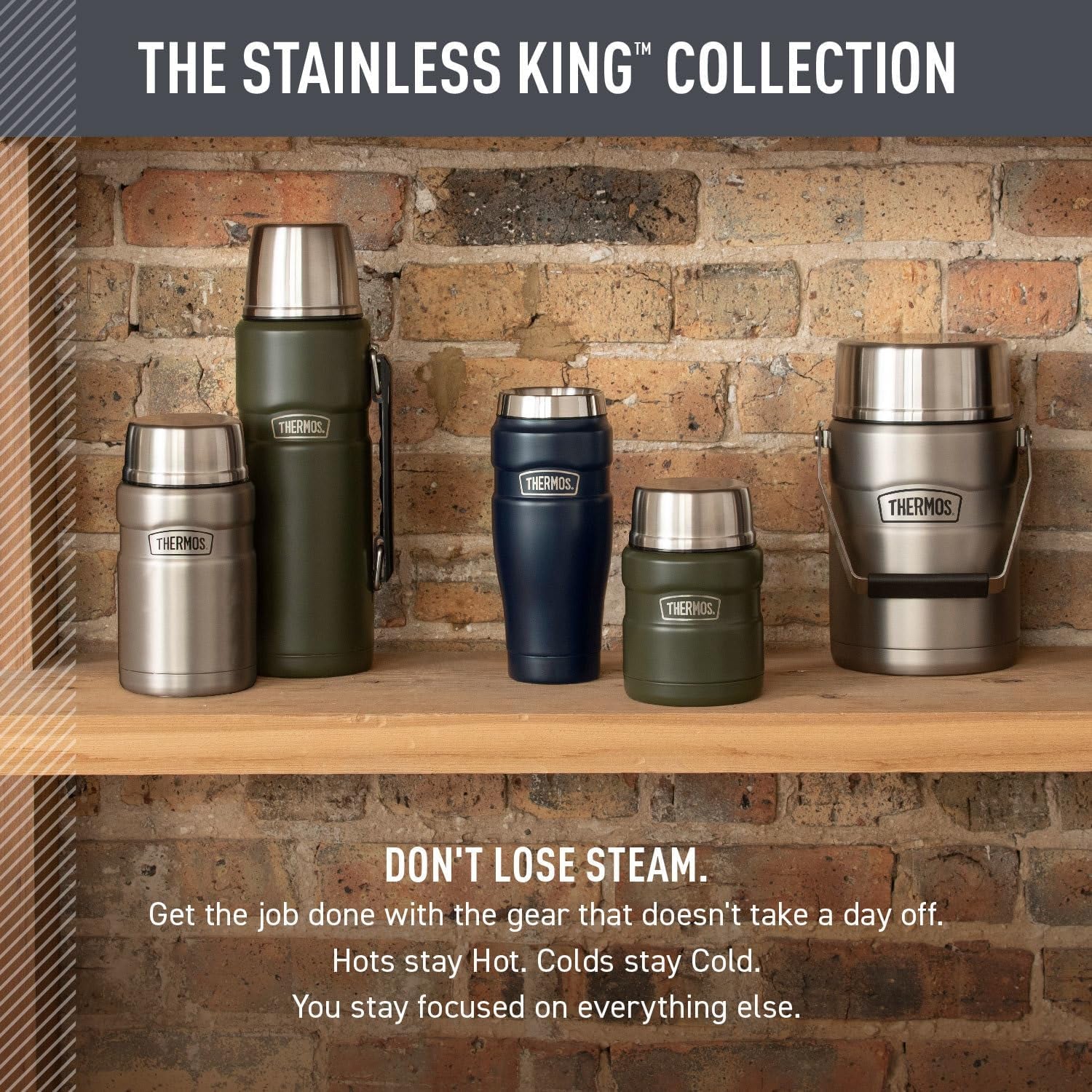 Stainless King Vacuum-Insulated Travel Tumbler, 16 Ounce, Matte Steel