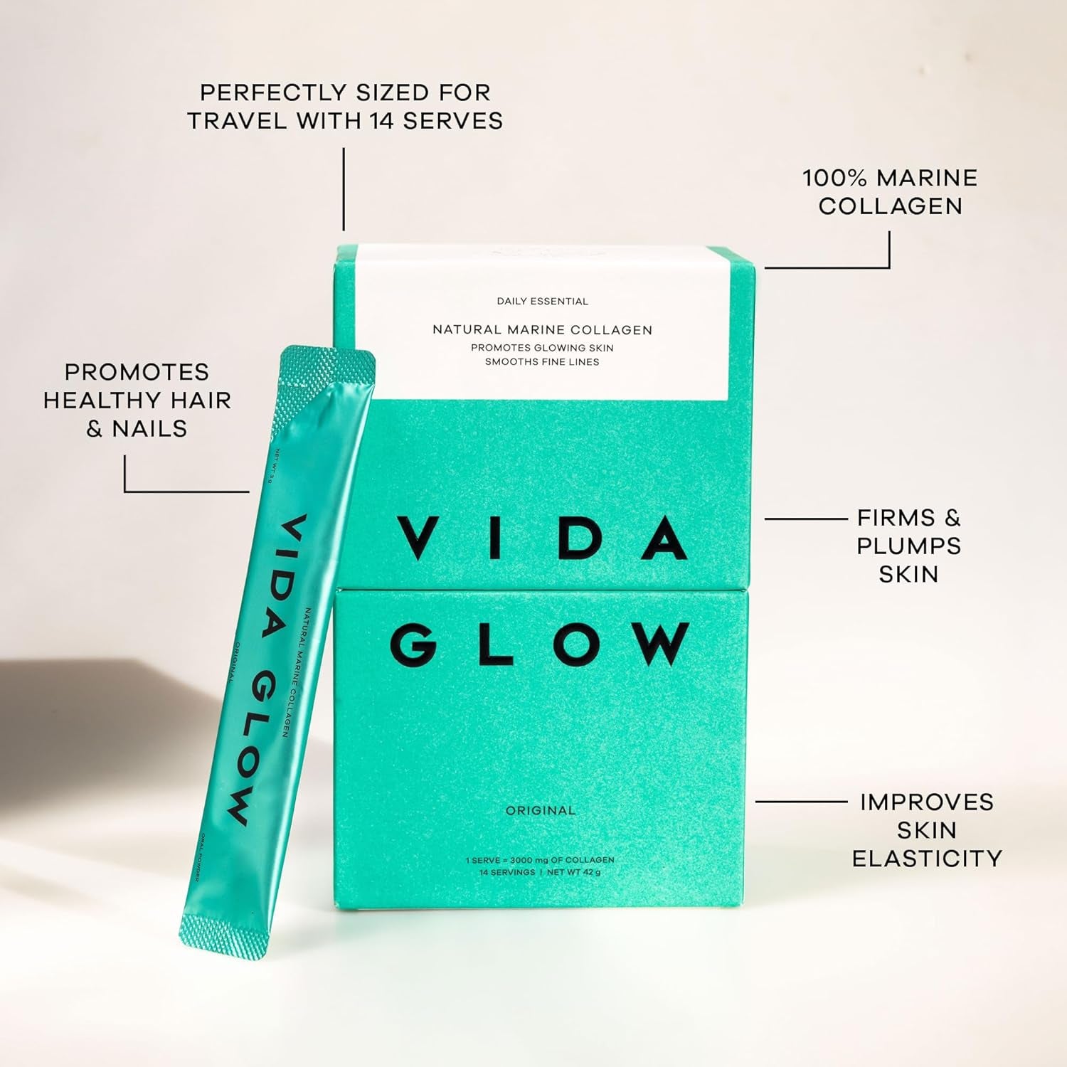 - Natural Hydrolysed Marine Collagen Sachets | Promotes Glowing Skin + Smothes Fine Lines (Original, 14 Sachets)