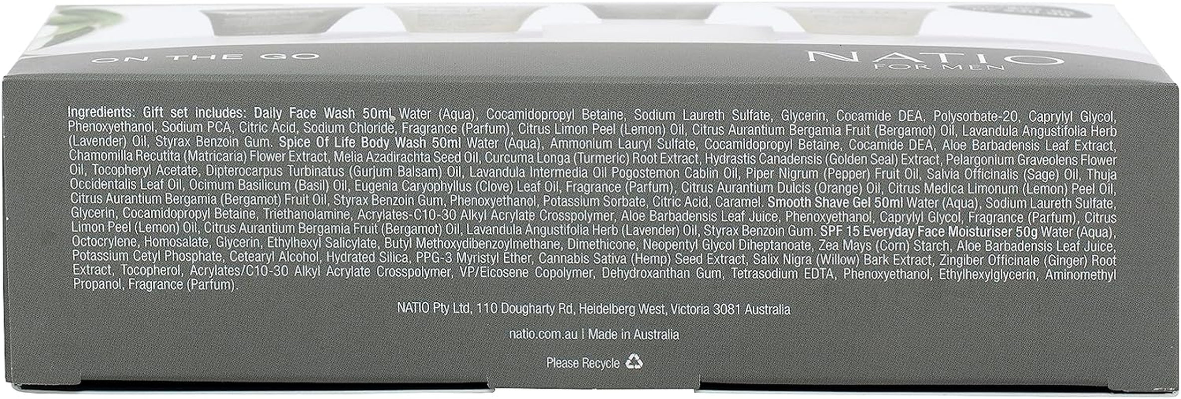 Australia on the Go Travel Set for Men - Travel-Sized Skin and Bodycare Essentials - Shave Gel, Body Wash, Face Wash & SPF 15 - Made in Australia