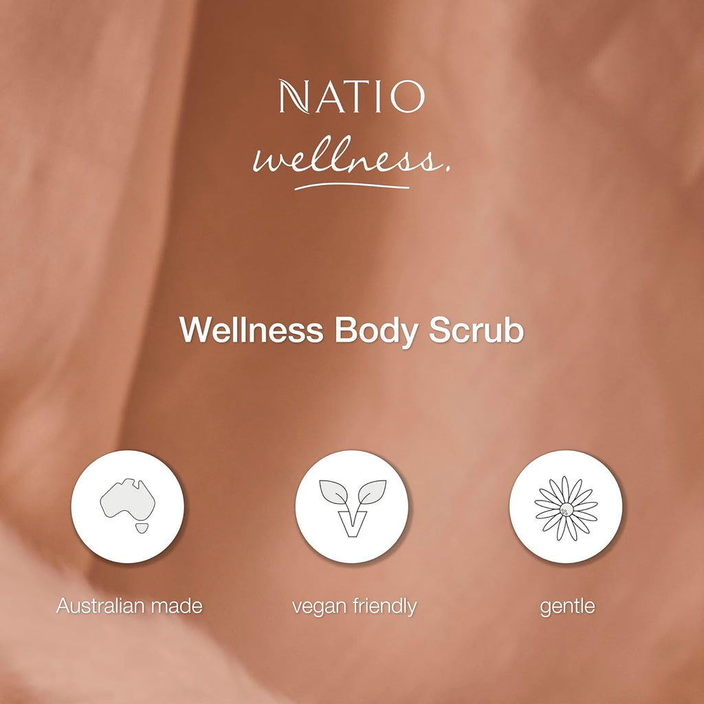 Australia Wellness Body Scrub 450G - Antioxidant Pomegranate Body Exfoliator - Walnut, Pomegranate, Coconut& Pumice Exfoliant - Microbead Free - Made in Australia