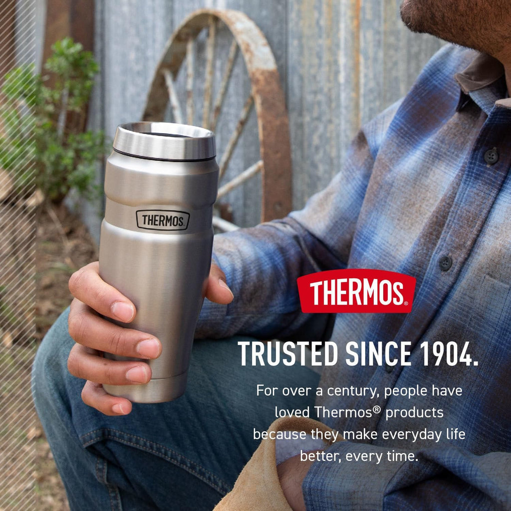 Stainless King Vacuum-Insulated Travel Tumbler, 16 Ounce, Matte Steel