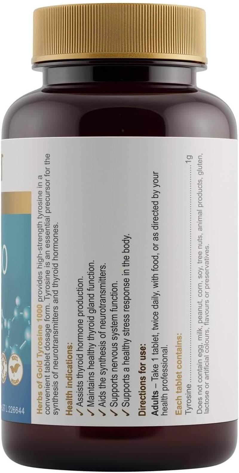 Tyrosine 1000 60 Tablets, Multicolor