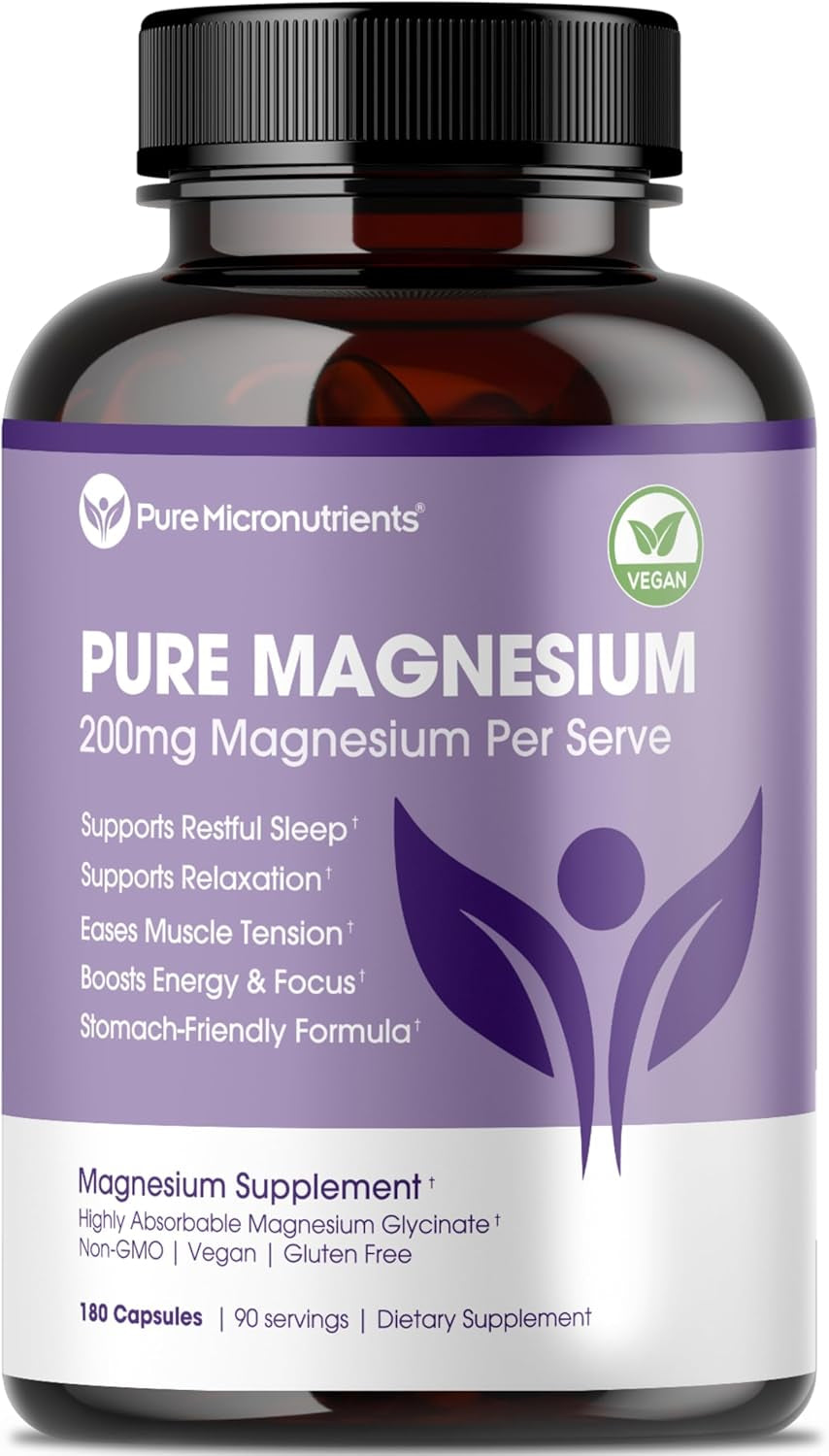 Magnesium Glycinate Supplement (Chelated) 200Mg, 180 Count
