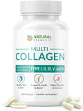 Multi Collagen Protein Capsules - 180 Collagen Capsules - Type I, II, III, V, X Collagen Pills - Proprietary Blend of Eggshell, Chicken, Wild Fish & Grass-Fed Beef Collagen Peptides - 2025Mg per Serv